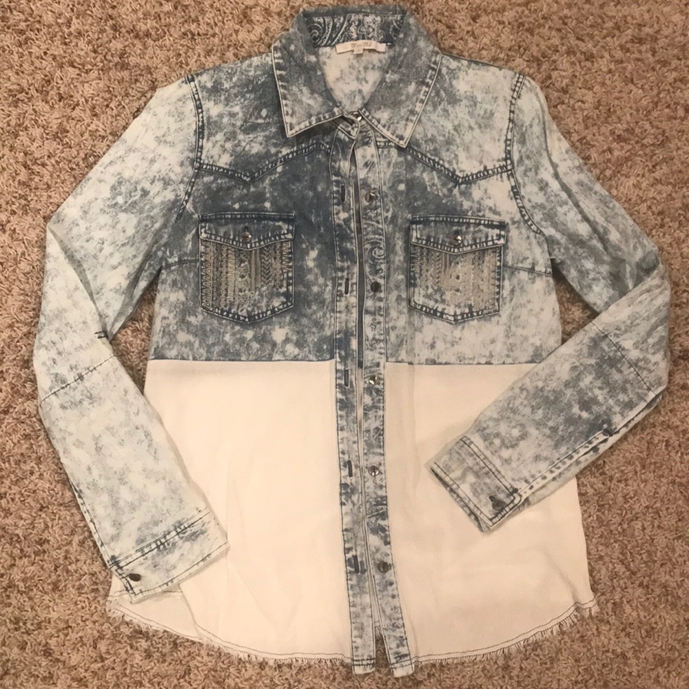 Miss Me Acid Wash Denim Shirt